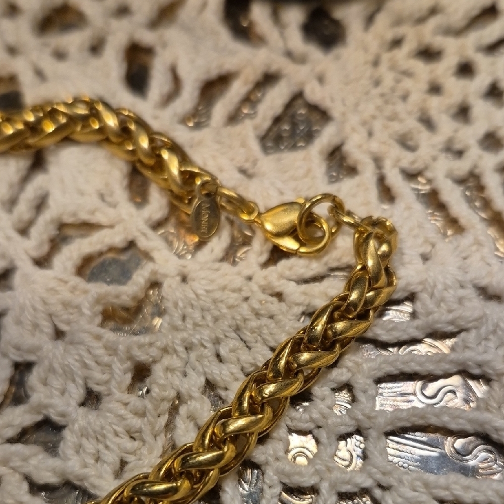 Vintage Monet Gold Tone Chunky Braided Necklace - Picture 2 of 8